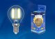 Лампа светодиодная филаментная Uniel E14 5W 3000K прозрачная LED-G45-5W/WW/E14/CL/MB GLM10TR. 