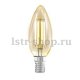 Лампа светодиодная филаментная Eglo E14 4W 2200К янтарь 11557. 