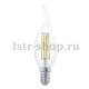 Лампа светодиодная филаментная Eglo E14 4W 2700К прозрачная 11497. 