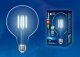 Лампа светодиодная филаментная (UL-00004859) Uniel E27 10W 4000K прозрачная LED-G125-10W/NW/E27/CL PLS02WH. 