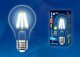 Лампа светодиодная филаментная (UL-00004869) Uniel E27 15W 4000K прозрачная LED-A70-15W/4000K/E27/CL PLS02WH. 