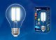 Лампа светодиодная филаментная (UL-00004871) Uniel E27 17W 4000K прозрачная LED-A70-17W/4000K/E27/CL PLS02WH. 