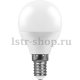 Лампа светодиодная Feron E14 7W 6400K Шар Матовая LB-95 25480. 
