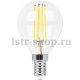 Лампа светодиодная филаментная Feron E14 5W 2700K Шар Прозрачная LB-61 25578. 